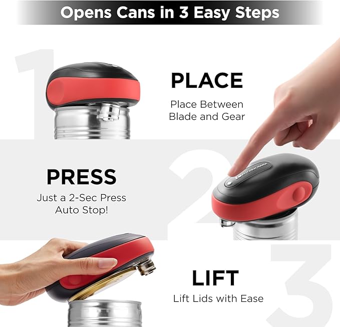 Kitchen Mama One-To-Go Electric Can Opener, Red