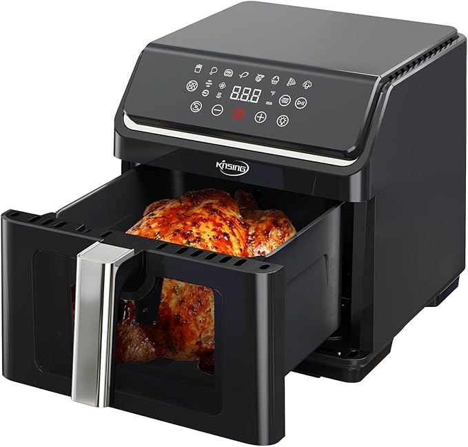 KINSING Air Fryer with Window Visible 8-in-1,8.7-Qt Large space,85% Less Oil,Roast, Bake, Dry, Reheat, Frozen, Broil,160-400℉ Even Results With Precise Temperature Control,Dishwasher-Safe
