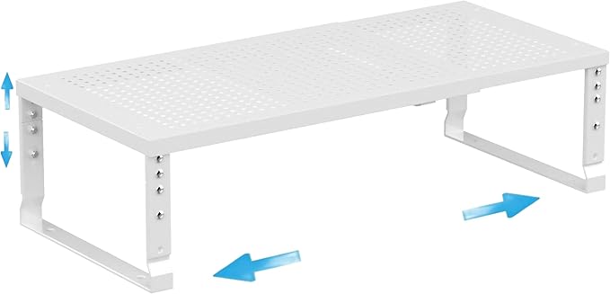 Wobmmi Expandable Spice Rack Kitchen Cabinet Shelf Organizer, Stackable Storage Shelves Racks, Adjustable Counter Shelving for Cabinets, Countertop, Cupboard,Pantry and More(1Pack/White/Medium)