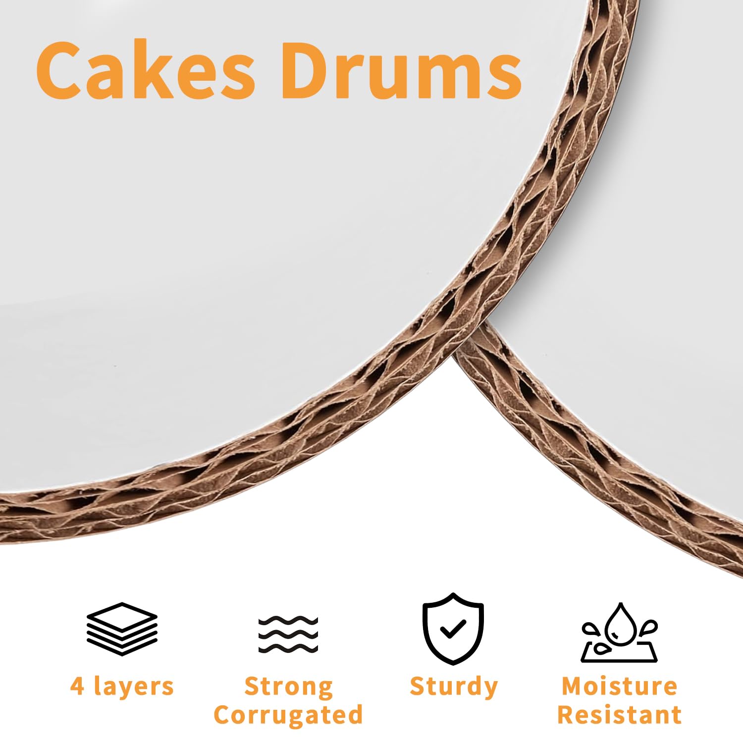 5Pcs Cake Boards 12 Inch Round - Sturdy 1/2 Inch Cake Drum, Food Grade Cake Rounds,Multiple Layers of Corrugated Cardboard for Heavy or Multi Layer Cakes for Birthdays,Weddings, Parties (12inch/5pcs)