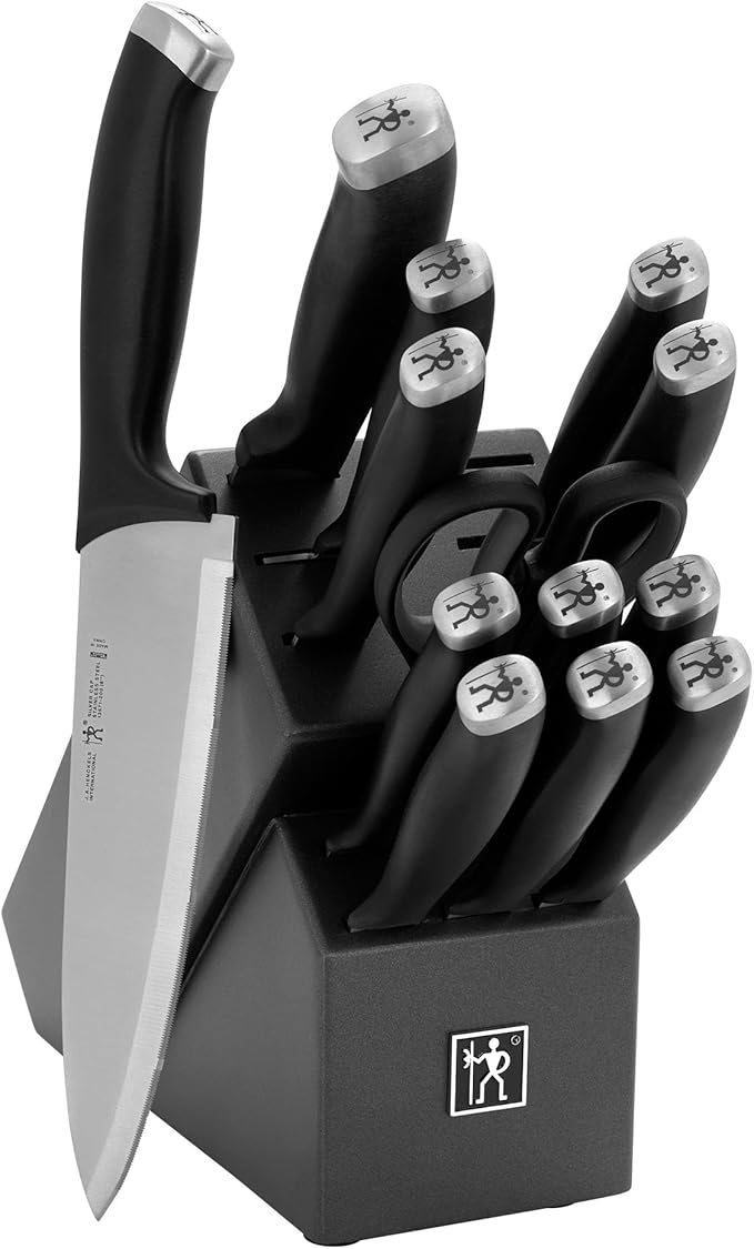 HENCKELS Silvercap 14 Piece Knife Block Set, German-Engineered, Black