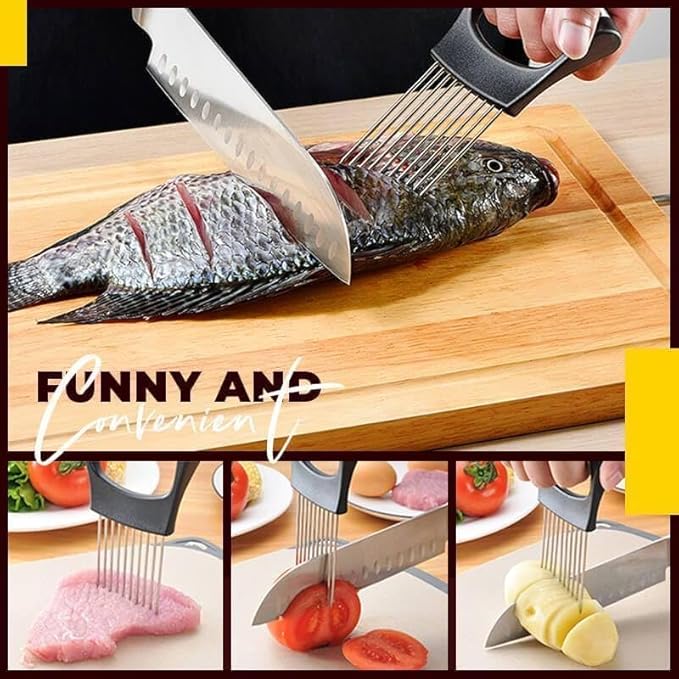 2025 Upgraded Onion Slicer, Onion Holder Chopper for Slicing, Chopper Slicer Assistant Tool, Cutter for Slicing of Meat, Potato, Tomato Kitchen Gadgets (1, Max)