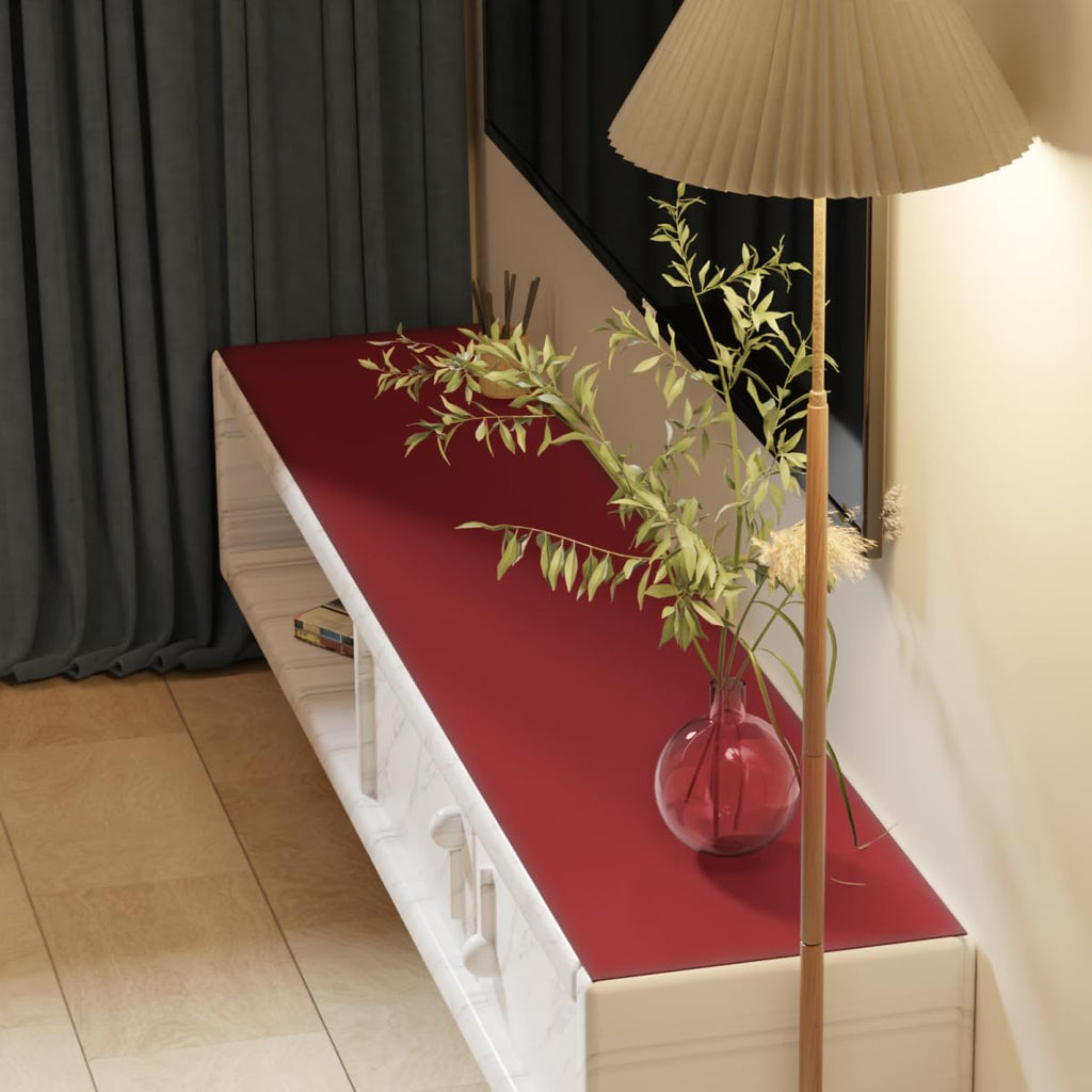 Zinkooat Faux Leather Table Cover,1.8mm Thick,17x72 Inch Desk Cover,Dresser Cover Top,Dresser Protector Top,Dresser Cover,End Table Cover.(Black+Wine Red,17x72)