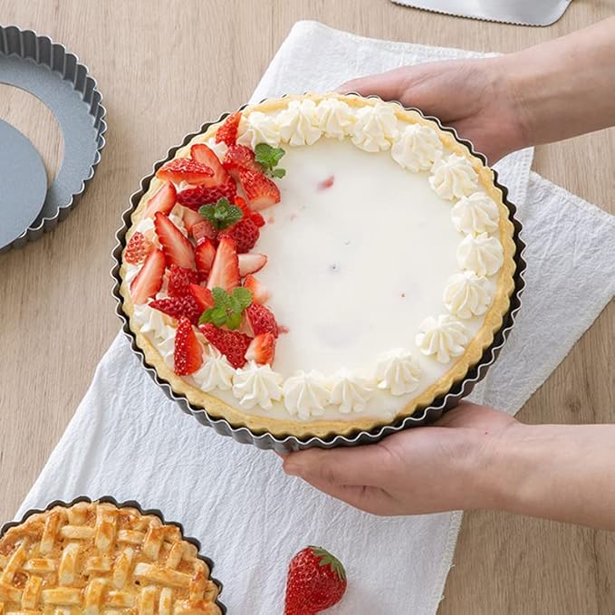 RICHSC-PAN Tart Pan 10 Inch Tart Pan Carbon Steel Round Non-Stick Pan.