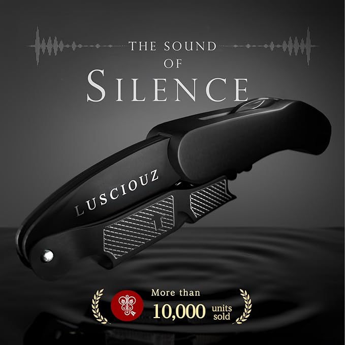 LUSCIOUZ Zero Resistance THE HELIX Elite Corkscrew Silent Wine Bottle Opener Waiters Corkscrew Wine Key (5 Coil_Black)