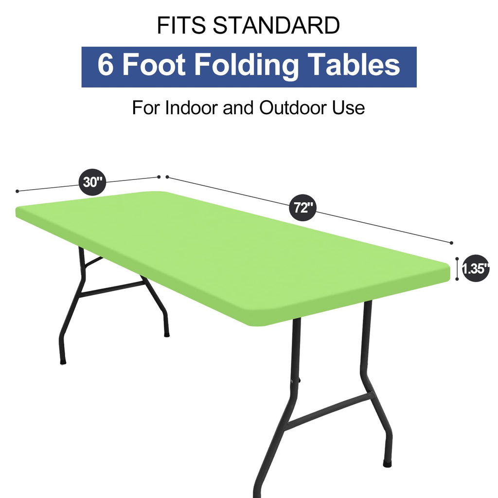 homing Rectangle Table Cloth Cover, Water-Resistant Polyester Elastic Fitted Tablecloth, Fits for 6 Foot Folding Tables, Washable Table Protector for Picnic, Camping, Outdoor (Lime Green, 30" x 72")