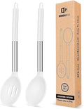 BUNDLEPRO Silicone Cooking Spoons for Non Stick Cookware, 2 Pack, White
