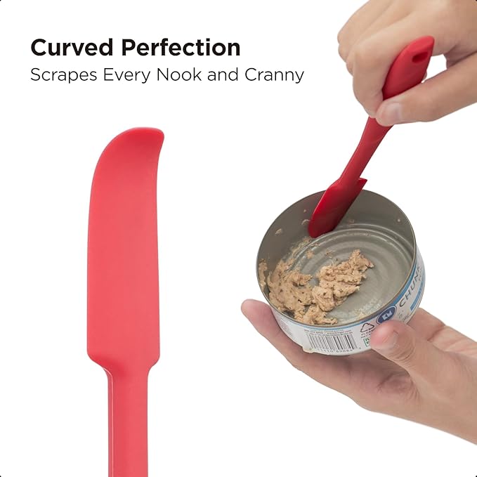 Kitchen Mama WaltzGrip Platinum Silicone Jar and Can Spatula Set, Red