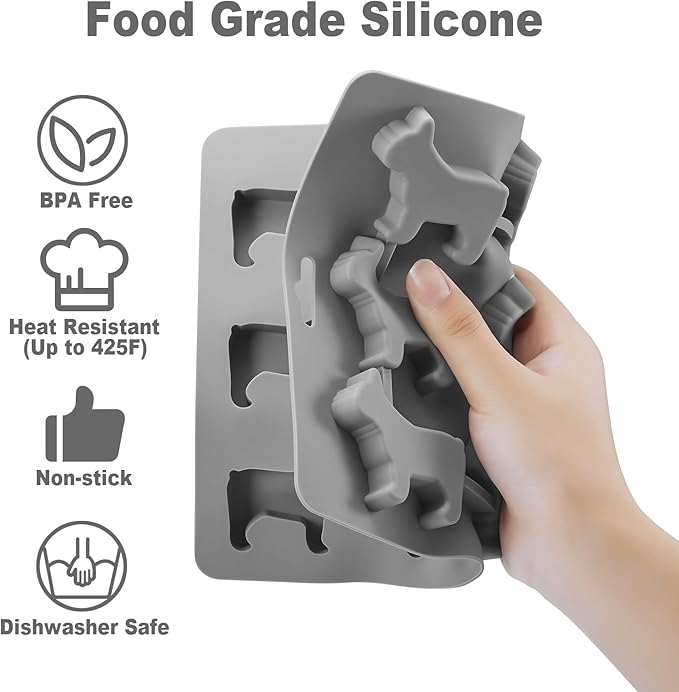 ACOOKEE French Bulldog Ice Cube Mold, Fun Shapes Frenchie Bull Dog Ice Cube Tray, Silicone Dog Treat Mold, Cute Novelty French Bulldog Gifts for Baking & Freezing Decor, BPA Free & Heat Resistant
