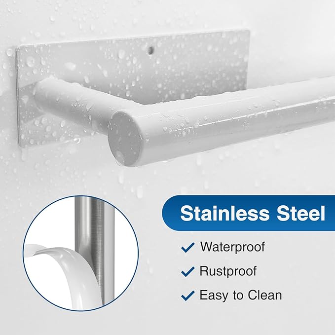 Paper Towel Holder,Self-Adhesive or Drilling， White, 1 Pack