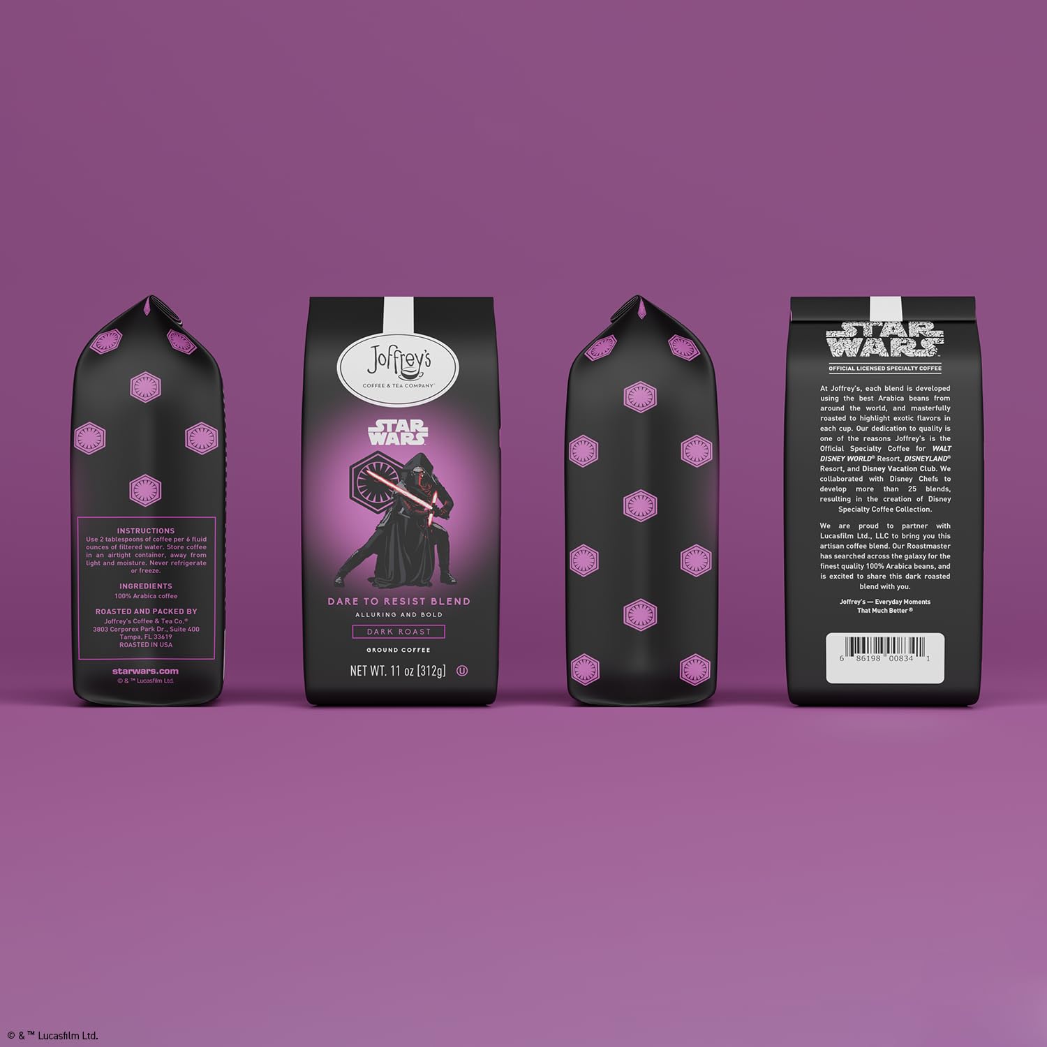 Joffrey's Coffee - STAR WARS™ Dare to Resist Blend, STAR WARS Licensed Coffee Collection, Artisan Dark Roast, Bold & Smooth Taste, Brew or French Press (Ground, 11oz)