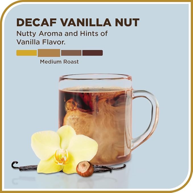 Don Francisco's Decaf Vanilla Nut Ground Coffee, Medium Roast – 100% Arabica, Flavored Coffee, 12 oz Bag
