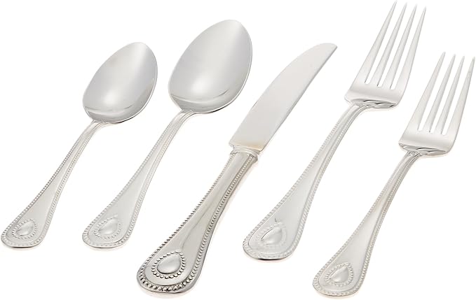 Lenox French Perle 65-Piece 18/10 Silverware Set for 12, Flatware