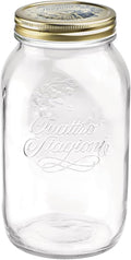 Bormioli Rocco Quattro Stagioni Mason Jar - 50.75 Oz. One-Piece Twist Top Lid, Beehive Motif - Ideal for Canning, Fermentation & Dry Storage - Embossed Glass Container, BPA-Free, Made in Italy