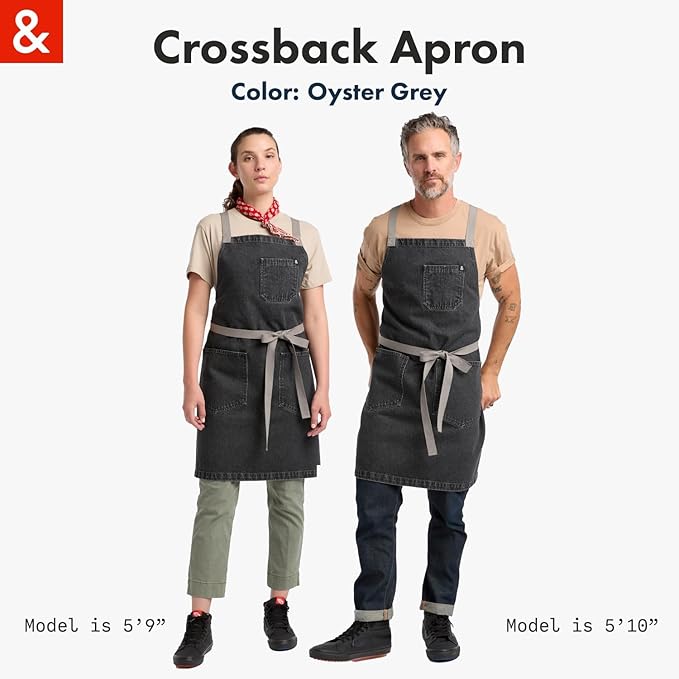 hedley & bennett Crossback Chef Apron, Pockets & Towel Loop, Oyster Gray