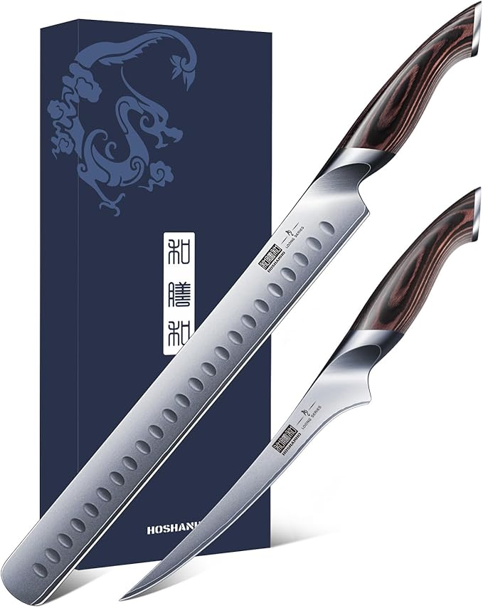 HOSHANHO BBQ Carving Knife Set, Brisket Slicing & Boning Knife for Meat