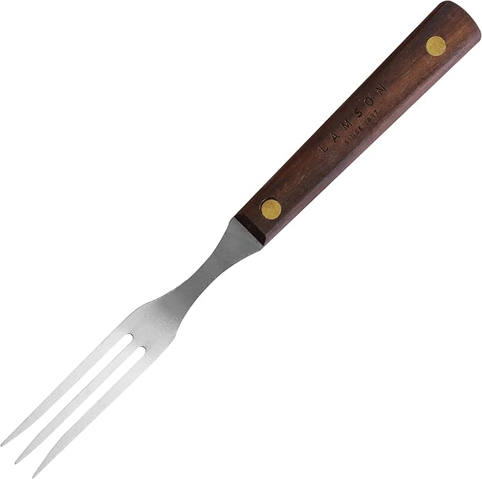 Lamson Pickle Fork, 3 Tine Stainless Cooking Fork, Walnut Handle, 7 In
