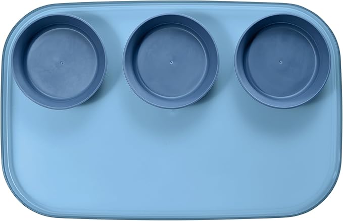 madesmart dipware 3 Bowl Serving Tray, Stackable & Removable Dip Bowls for Charcuterie, Guacomole, Snacks, Veggies, Premium Dishwasher & Microwave Safe, Multipurpose Plate & Bowl, Blue