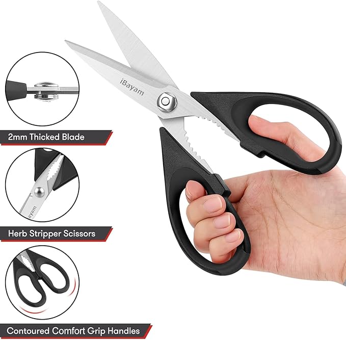 iBayam 8.7" All Purpose Kitchen Shears Heavy Duty with Protective Sheath