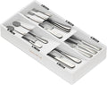 SpaceAid Bamboo Silverware Drawer Organizer with Labels, Kitchen Utensil Tray Holder Organizer for Flatware, Cutlery, Spoon and Knives Drawer Storage Organization (White, 6 Slots)