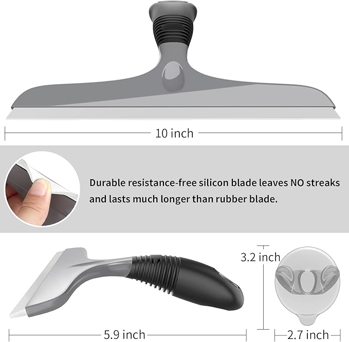 MR.SIGA Silicone Squeegee for Shower Doors, 25 cm/10 inch, Gray & Black