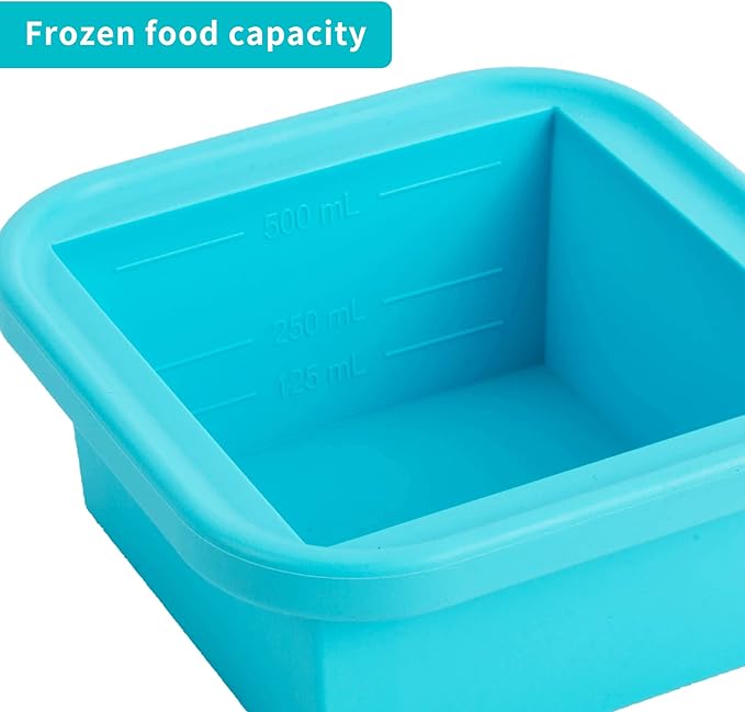 NAKTOW 2 Cup Silicone Freezer Tray with Lid, 2 Pack Large Portion Food Freezing Containers for Soup, Broth, Chili, Sauce & Meal Prep, Steel Reinforced Rim, Easy Release, BPA Free, Dishwasher Safe