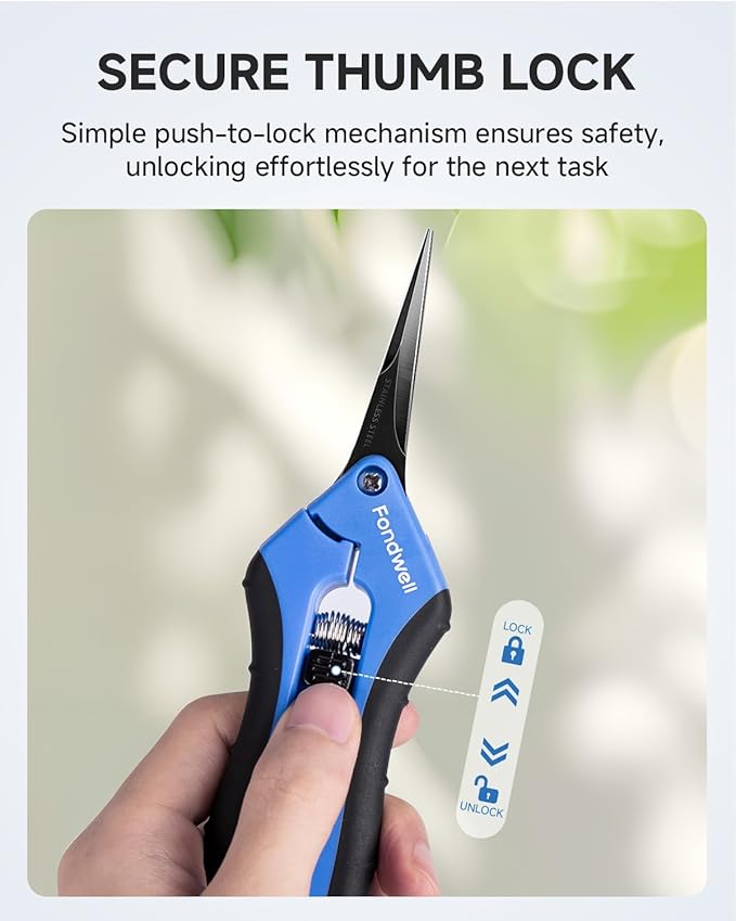 Fondwell 6.5" Small Pruning Shears Garden Snips Precision Trimming Scissors