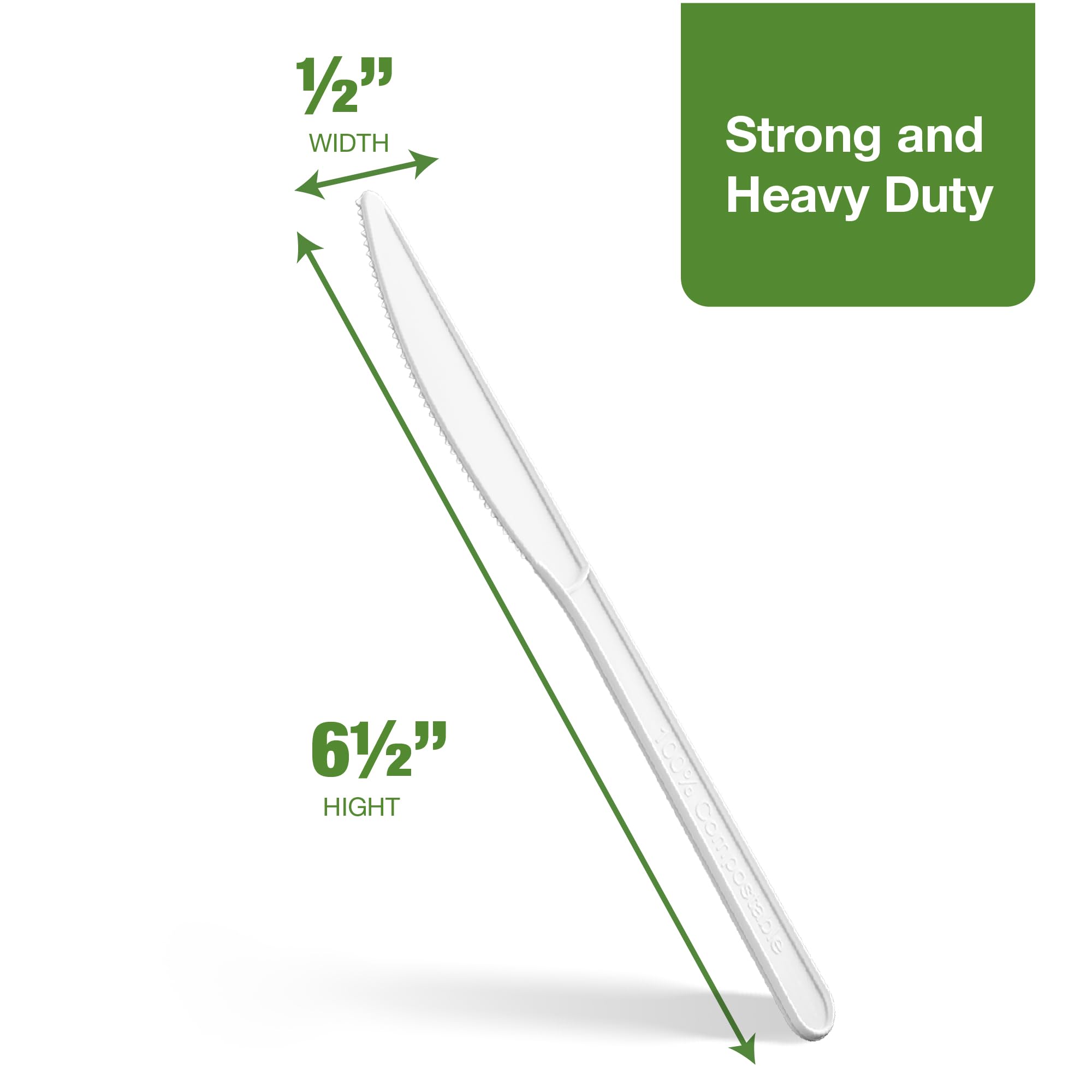 Elegant Disposables 100% Compostable PLA Knives Bulk Pack 400 Pcs Biodegradable Disposable Plastic Cutlery Utensils