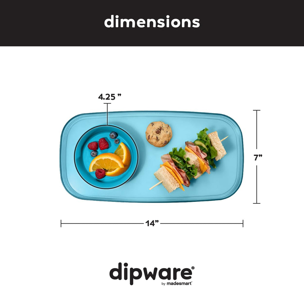 madesmart dipware Small Serving Plate, Stackable & Removable Dip Bowl for Salsa, Queso, Salad, Olives, Dishwasher & Microwave Safe, Multipurpose Plate & Bowl, Turquoise