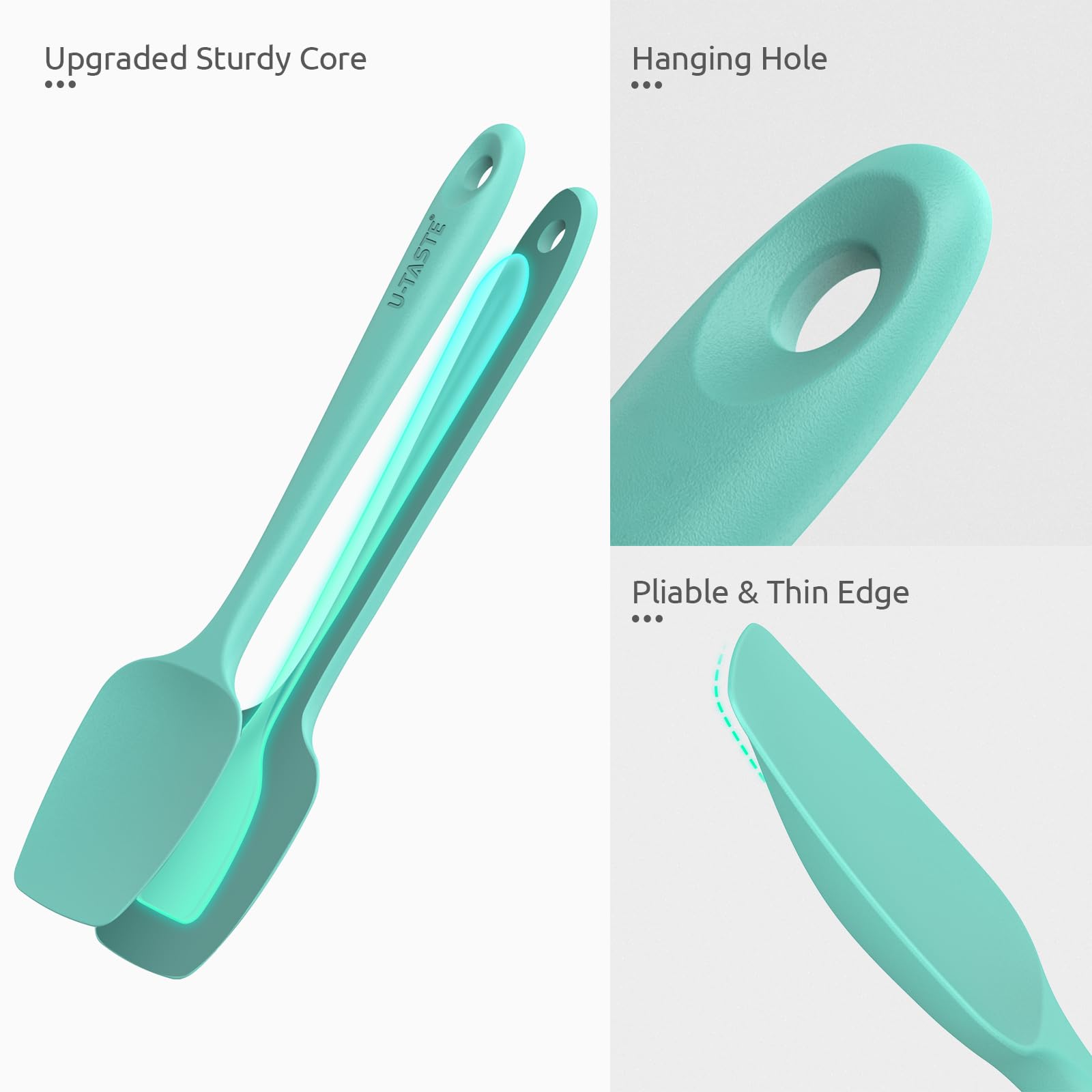 U-Taste Silicone Spatula Set, 600ºF High Heat Resistant, 3-Pcs, Multicolor