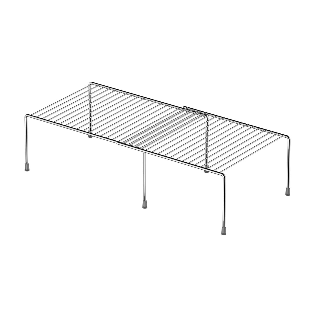 iPEGTOP Expandable Kitchen Cupboard Organiser, 2-Piece Adjustable Freezer Cabinet Storage Wire Shelf Rack Rustproof Metal Shelves Space Saver for Countertop Pantry Drawer Utensils
