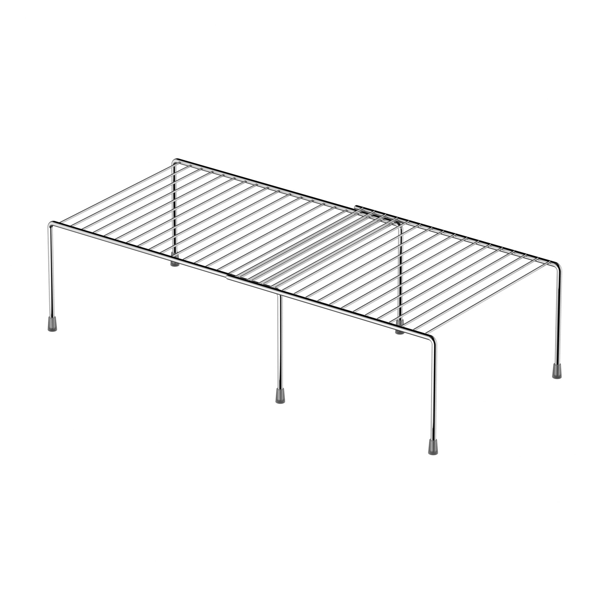 iPEGTOP Expandable Kitchen Cupboard Organiser, 2-Piece Adjustable Freezer Cabinet Storage Wire Shelf Rack Rustproof Metal Shelves Space Saver for Countertop Pantry Drawer Utensils