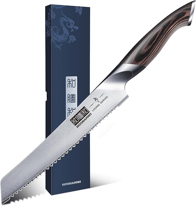 HOSHANHO Bread Knife 8 inch, Ultra Sharp Japanese Serrated Bread Knife