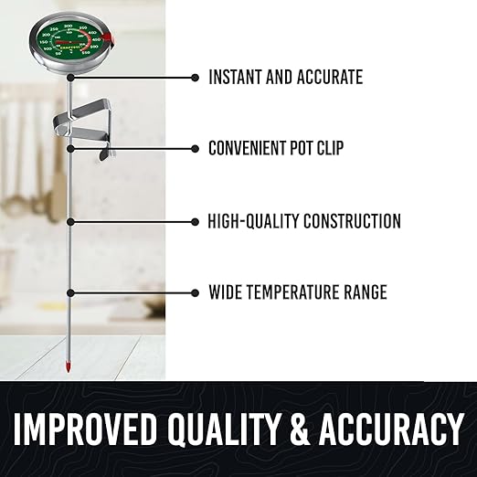 CRAFT911 Candy Thermometer with Pot Clip - Deep Fry Oil Thermometer for Frying and Candle Making (Green)