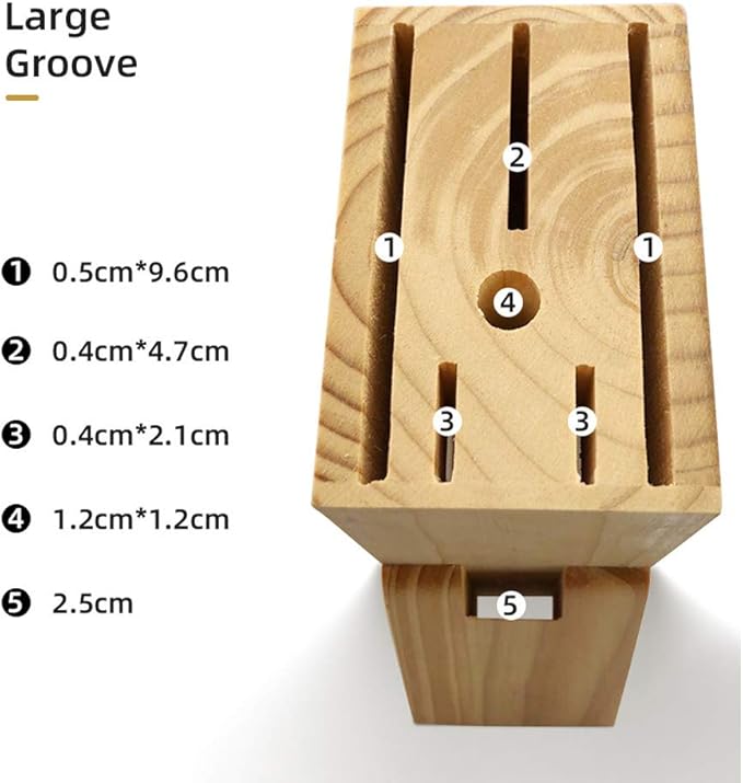 Hooshion Wooden Knife Block Countertop Knife Holder Knife Organizer with Scissors-Slot for Kitchen