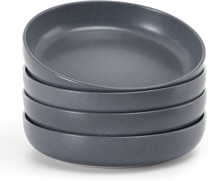 famiware Milkyway 33 oz Pasta Bowls Set of 4, Matte Dark Charcoal