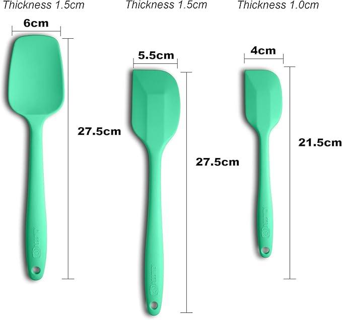 3-Piece Silicone Spatula Set, 600°F Heat Resistant, Macaron Green