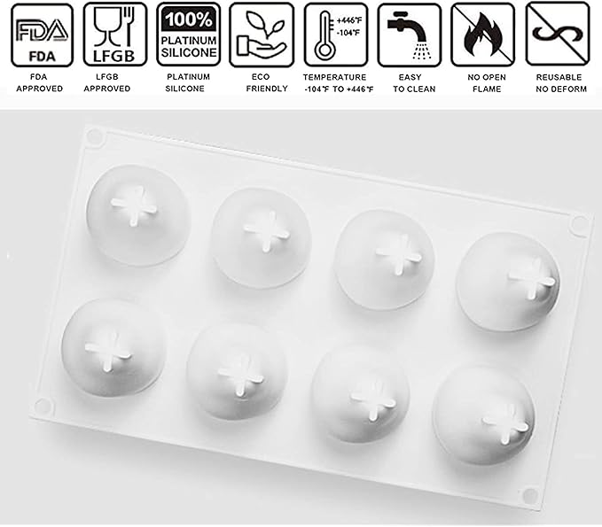 OCPO Kitchen Pear Silicone Mold for Baking Mousse Cake, 8 Cavities