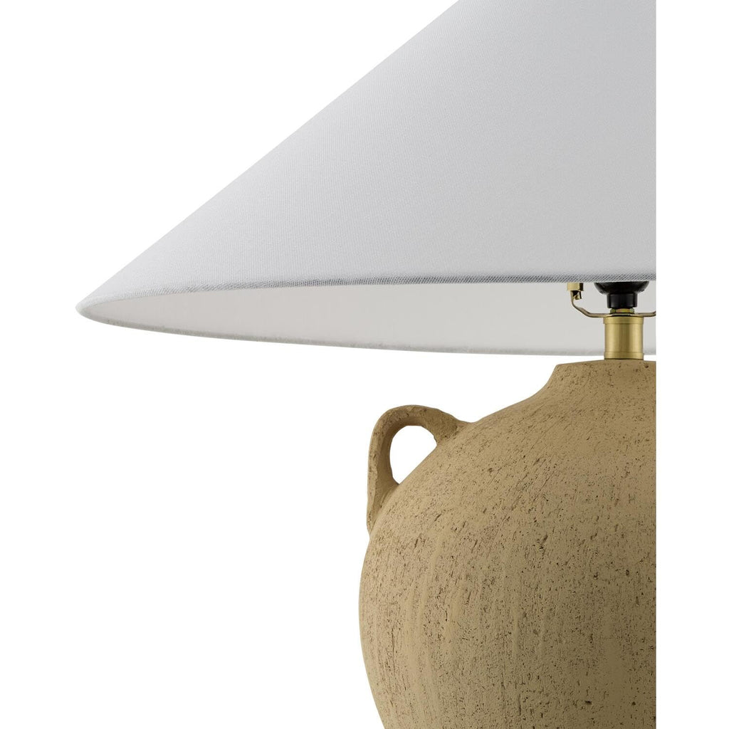 Livabliss x Galey Alix Araya Vintage Clay Jar Table Lamp, 22" H x 22" W x 22" D, Tan