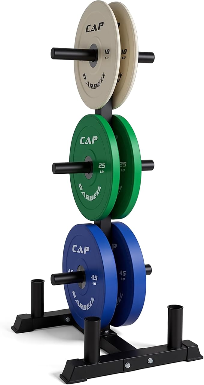 CAP 160lb Competition Olympic Bumper Plate Set with Storage Rack