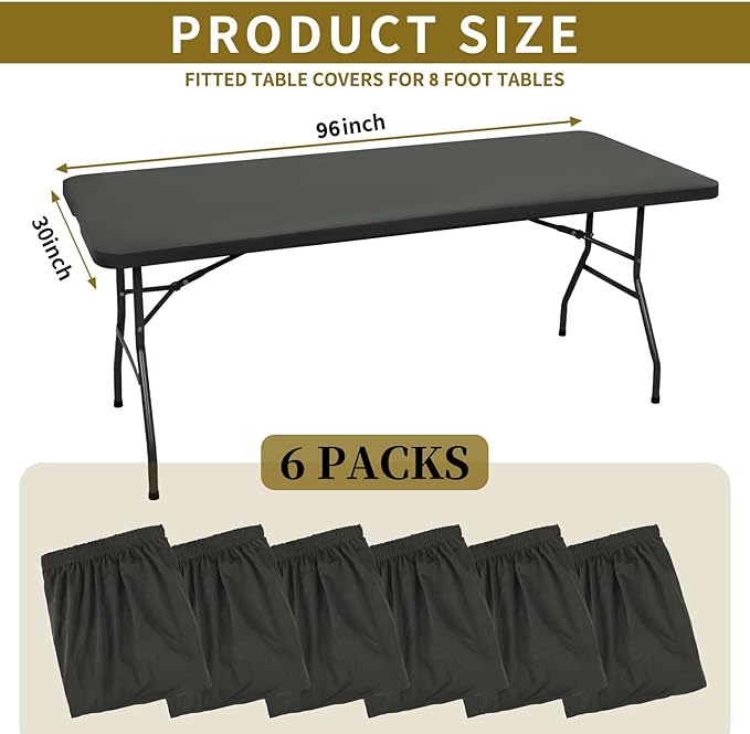 REWOMC 6 Pack Stretch Table Top Cap Cover, Gray, 30" x 96"