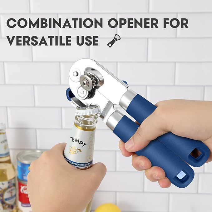 UHIYEE Manual Can Opener Hand Held with Magnet for Home Kitchen, Blue