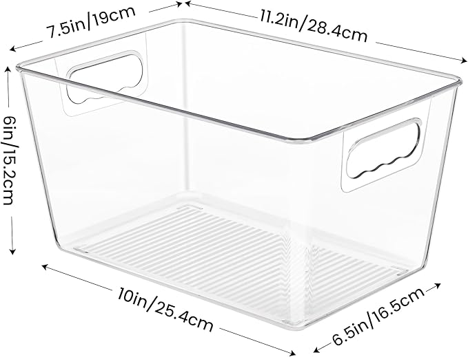 YIHONG 8 Pack Clear Storage Bins, Pantry Organizer Bins with Handle, Large