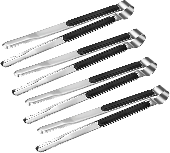 4 Pack Premium Stainless Steel Kitchen Tongs, Serving Tongs for Cooking