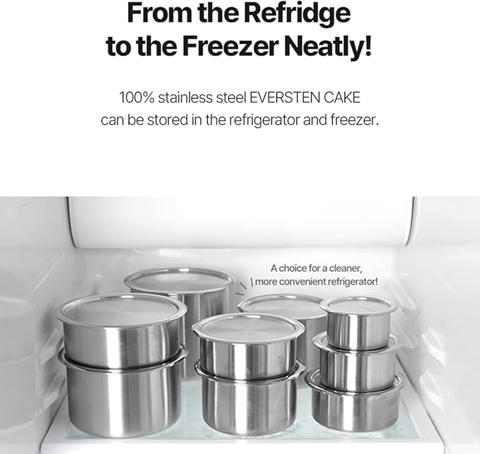 EVERSTEN CaKE 5PCS Stainless Steel Food Storage Containers With Lids 5PCS Canister Set Kitchen Appliances Dishwasher Safe Premium South Korea