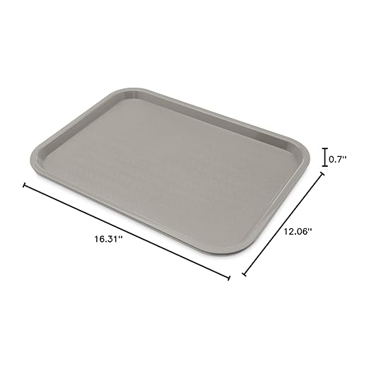 Carlisle FoodService Products Café Cafeteria Tray, Fast Food Tray for Restaurant or Commercial Use, 12" x 16", 1 Count, Gray