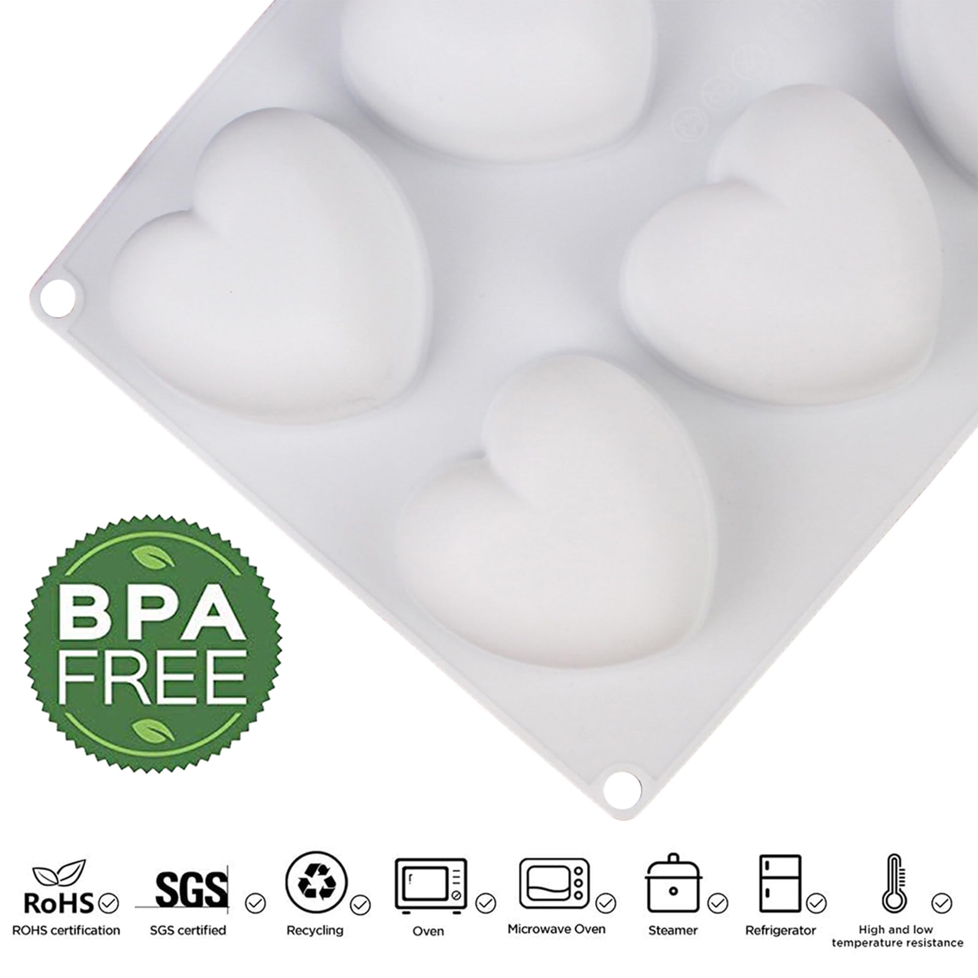 OCPO Kitchen Heart Silicone Mold for Baking Mousse Cake, 8 Cavities
