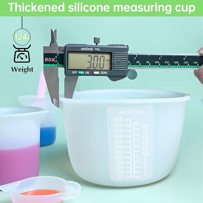 Sjubaopen Silicone Measuring Cups 600ml for Resin, Epoxy, Baking