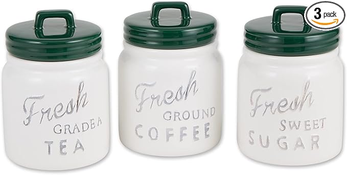 DII Kitchen Accessories Collection Ceramics, Jar Canister Set, Green, 3