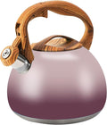 Foedo Tea Kettle for Stove Top, 3.2QT Whistling Tea Pots with Wood Parttern Handle, Stainless Steel Teapot for Home and Kitchen (Purple Gradient)